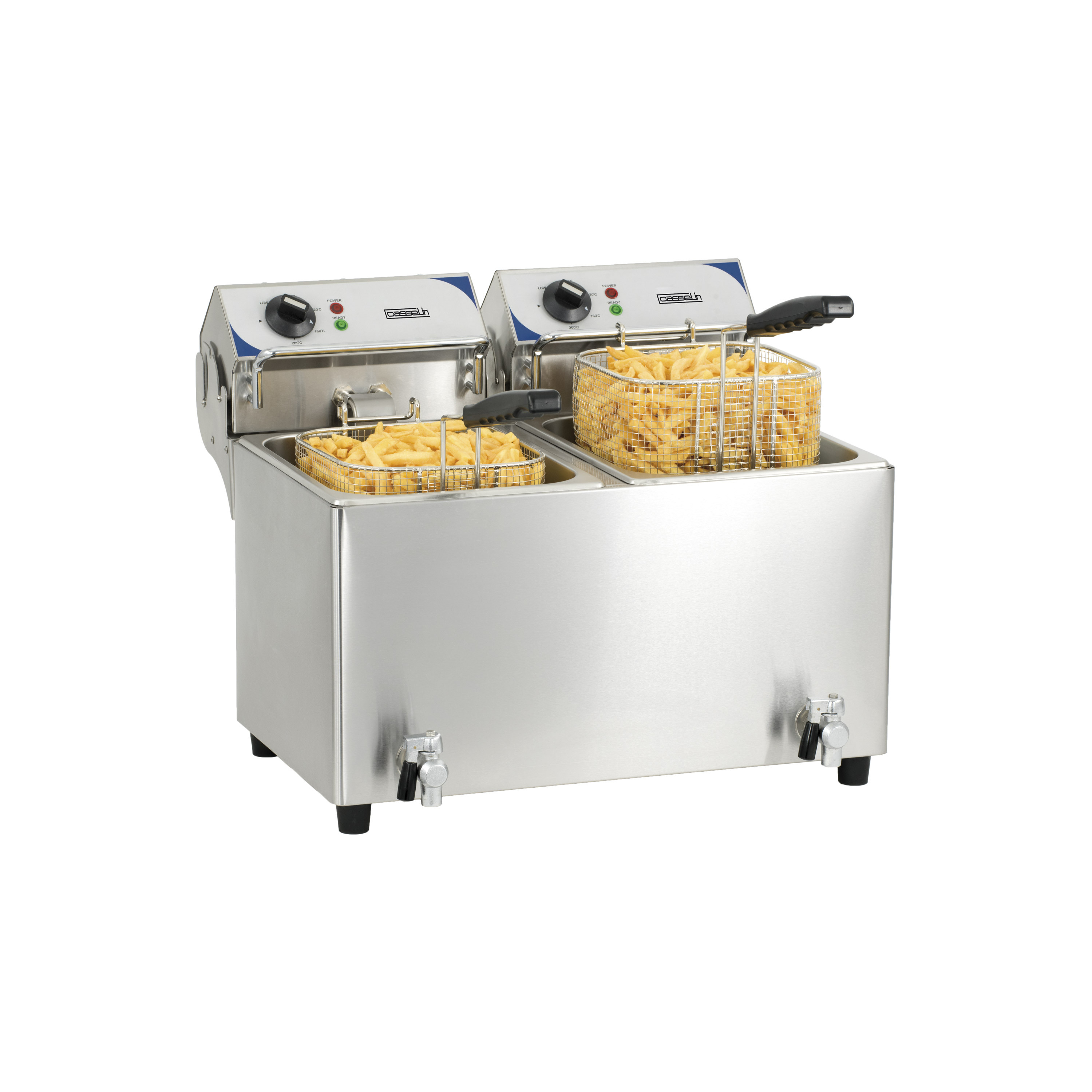 Friteuse électrique avec vanne de vidange 2 x 8 litres Casselin - Cleanstore