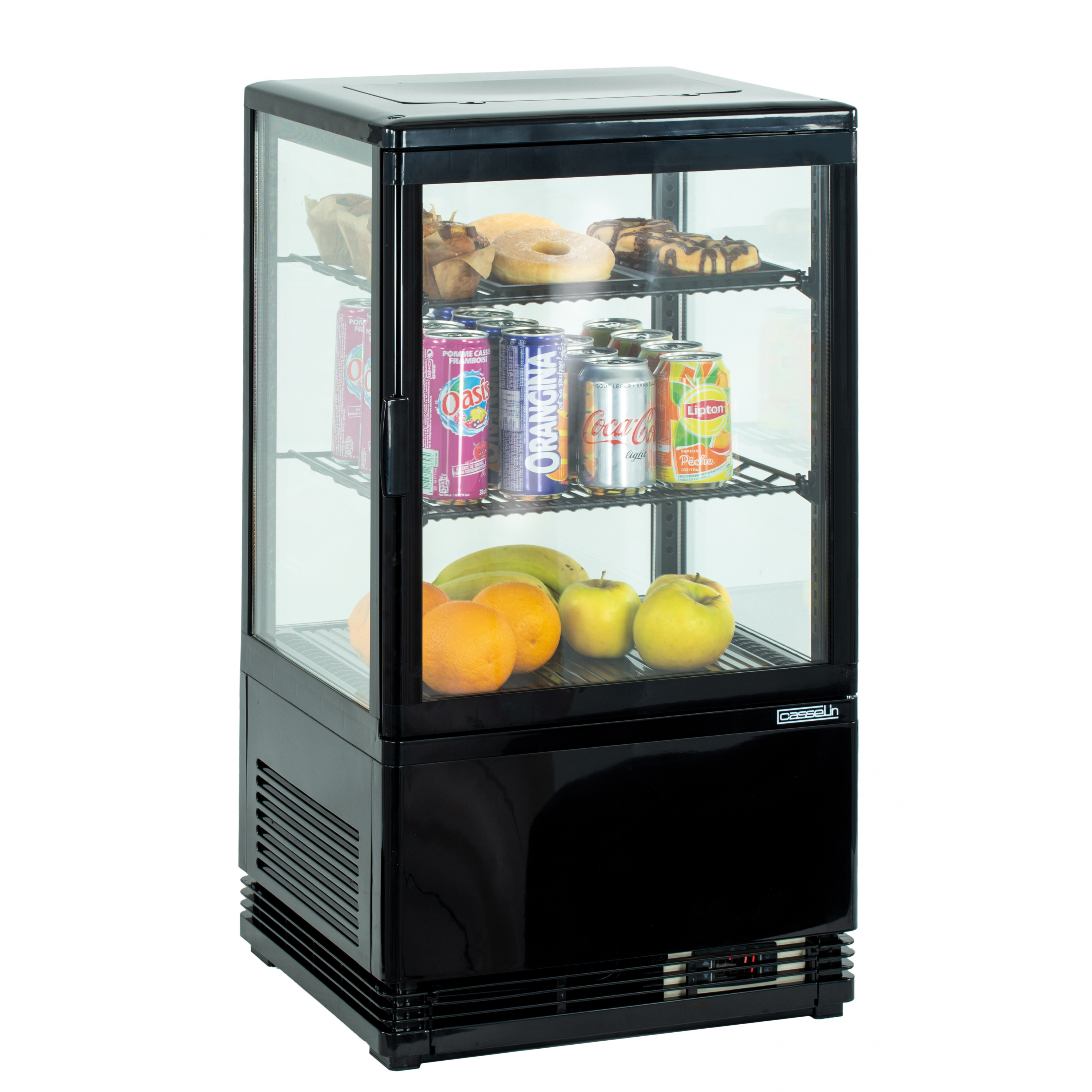 Mini vitrine réfrigérée positive 58L Noire professionnel Casselin