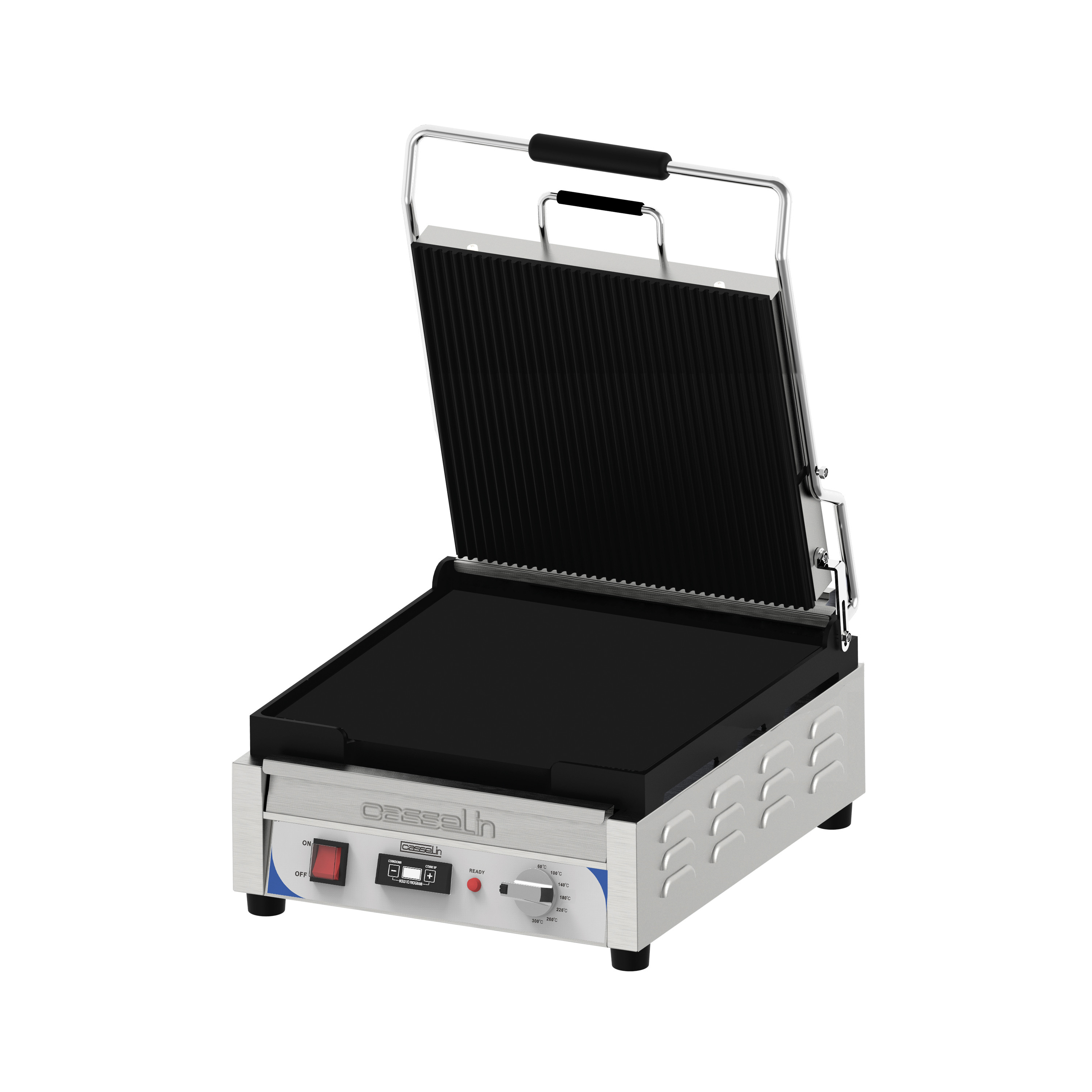 Grill panini inox double fonte lisse avec minuterie, 2900 W, 220 V