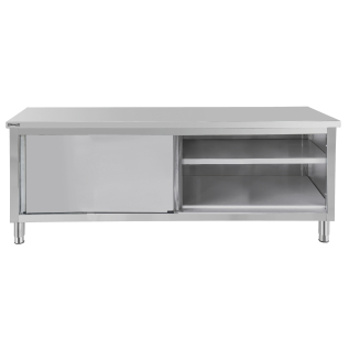 Workbench stainless steel 600 with sliding doors 1000 mm - Casselin - 1