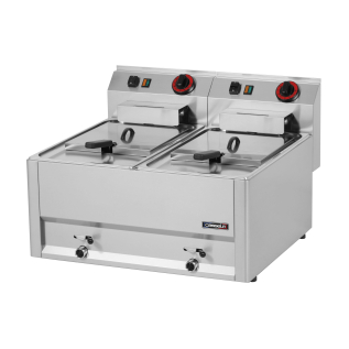 Elektrische friteuse met aftapkraan 2x8 liter T 66 - Casselin - 1