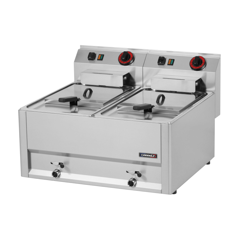 Elektrische friteuse met aftapkraan 2x8 liter T 66 - Casselin - 1