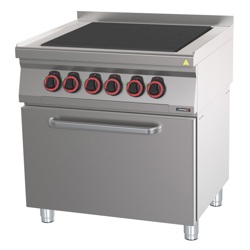 Electric 4 solid tops cooker with static electric oven GN 2/1 80 - Casselin - 1