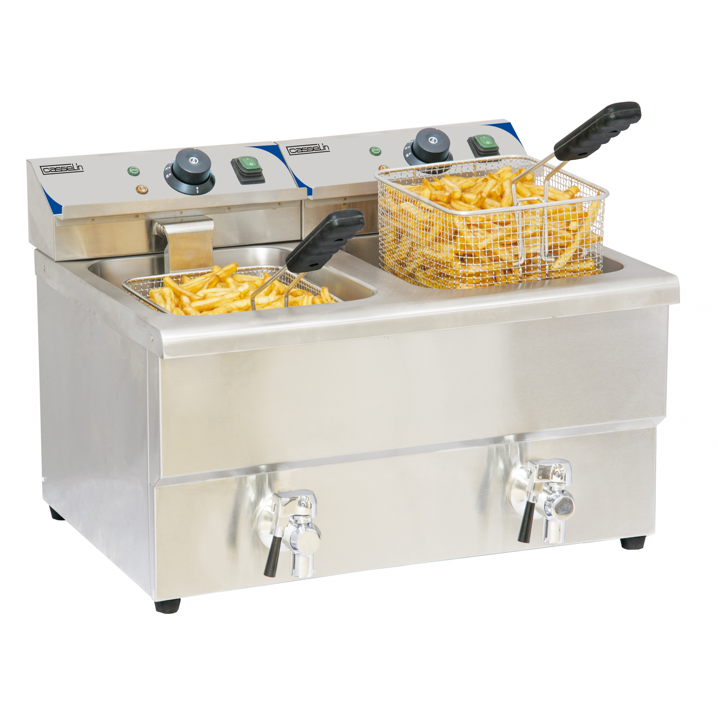 Friteuse électrique avec vanne de vidange 2 x 8 litres professionnel  Casselin