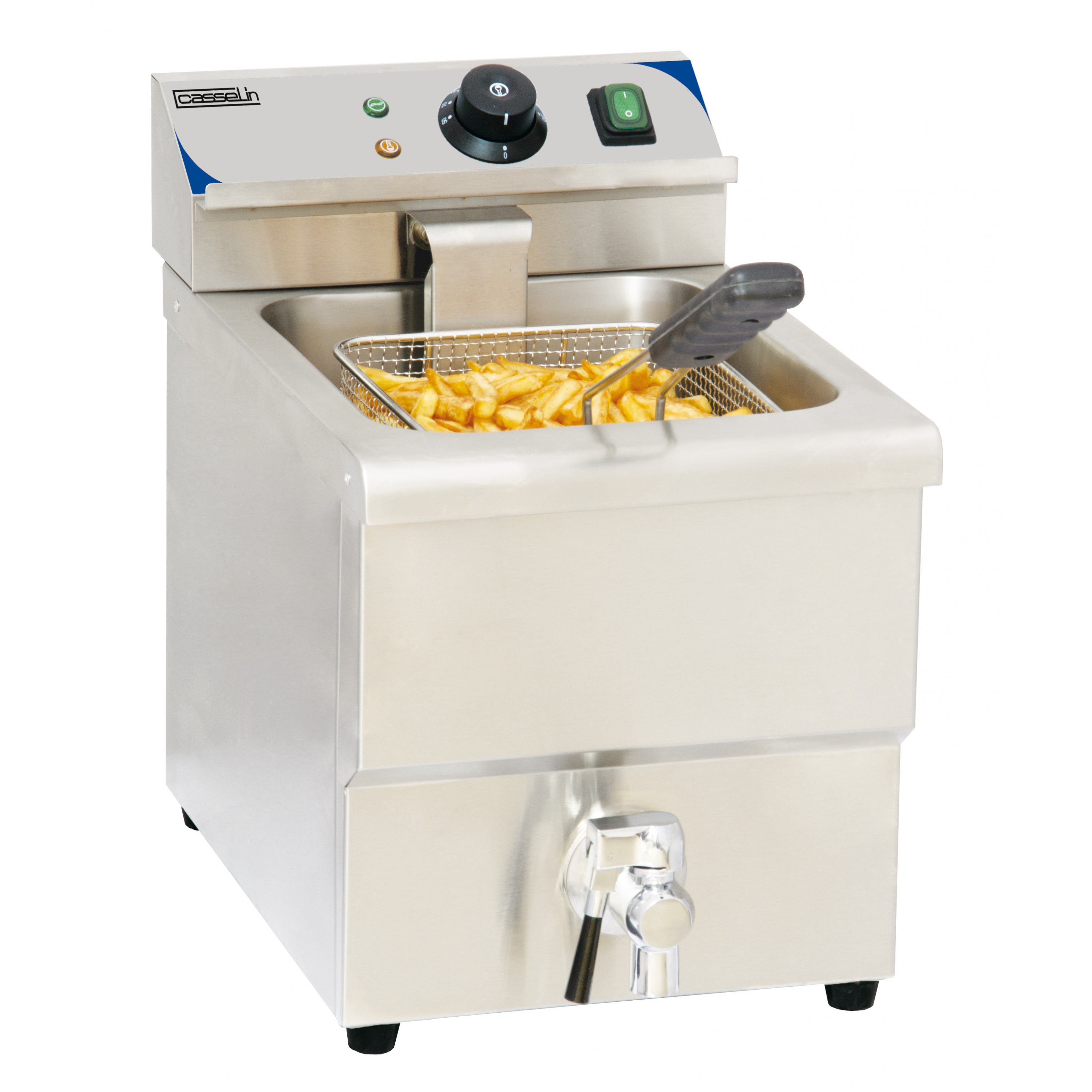 Friteuse électrique avec vanne de vidange 2 x 8 litres Casselin - Cleanstore