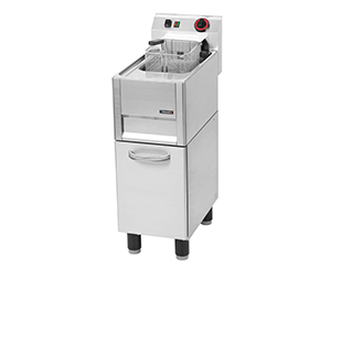 Electric deep fryer with open cabinet