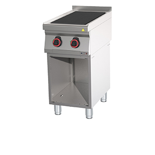 Electric cooker solid tops with open cabinet