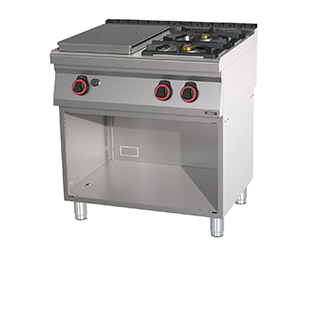 Gas table-top cooker + solid top  with open cabinet
